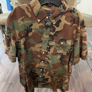 Polo by Ralph Lauren Camo Print Seersucker shirt Men’s XXL